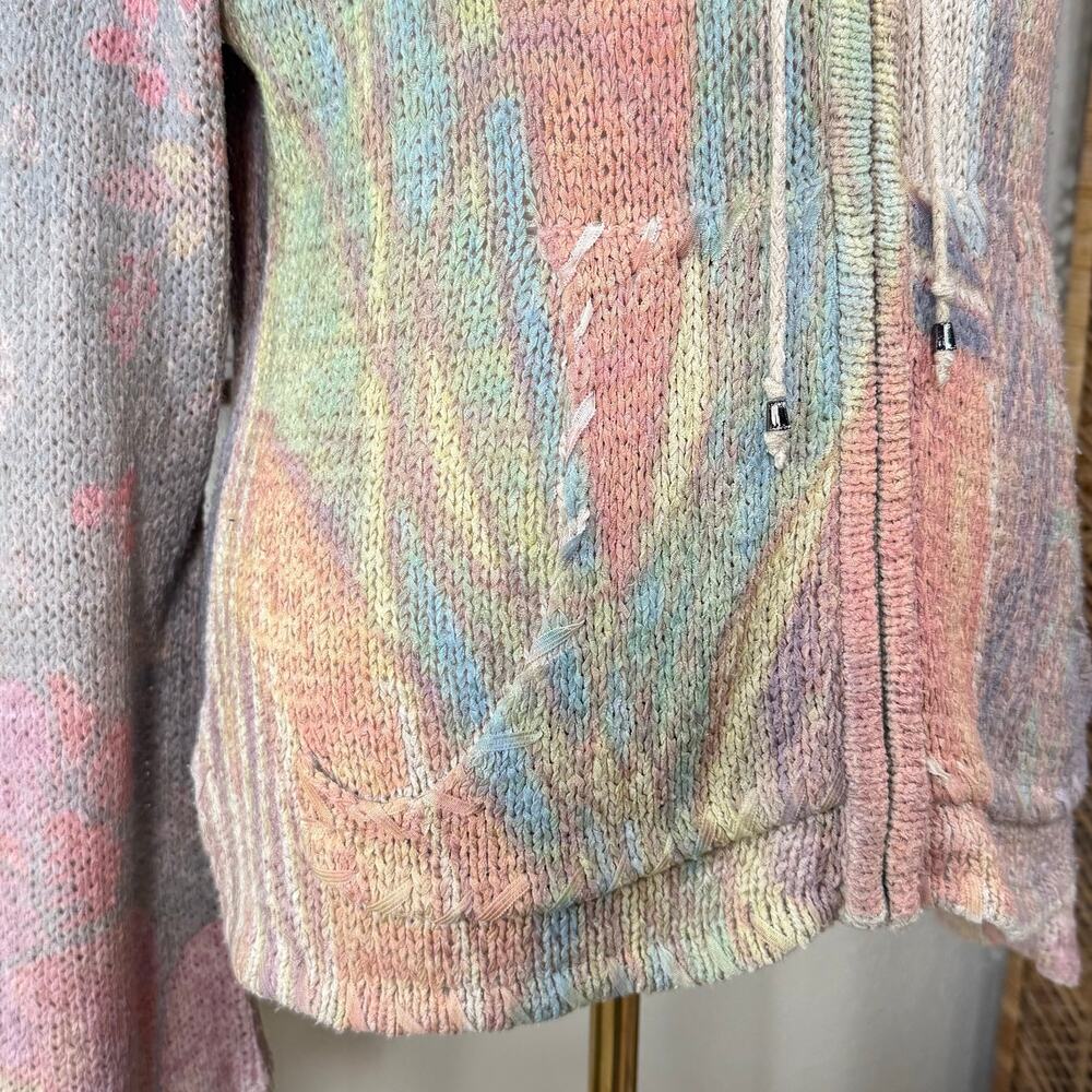 90s Y2k Knit Full Zip Hoodie Jacket Fairy Grunge Boho Coastal Cowgirl Hippie L - Picture 5 of 10